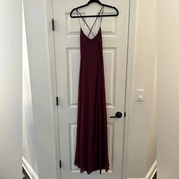 Show Me Your MuMu Godshaw Goddess Merlot Strappy Gown Size Medium Bridesmaid - Picture 3 of 6